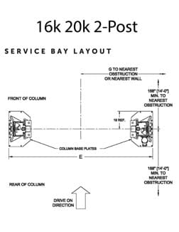 16k two post alignment lift floor plan