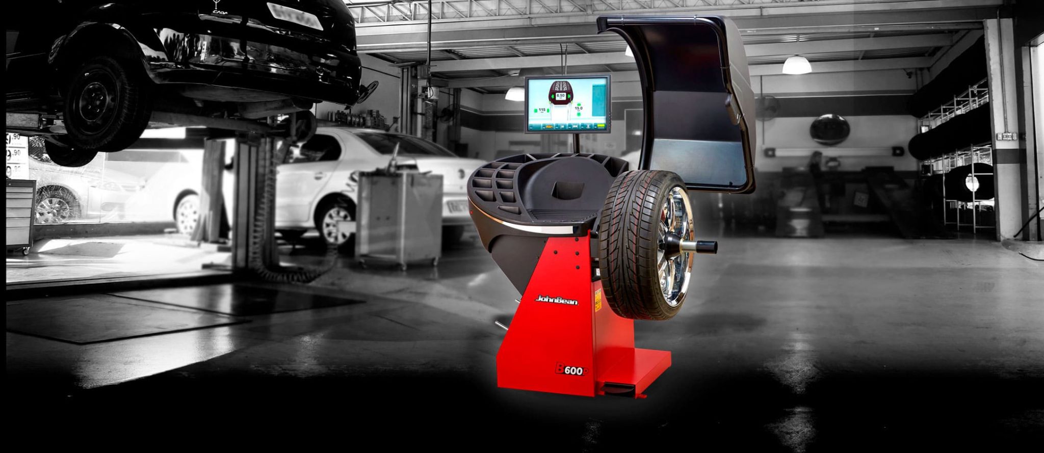 B600P SemiAutomatic Touchscreen Wheel Balancer John Bean EU