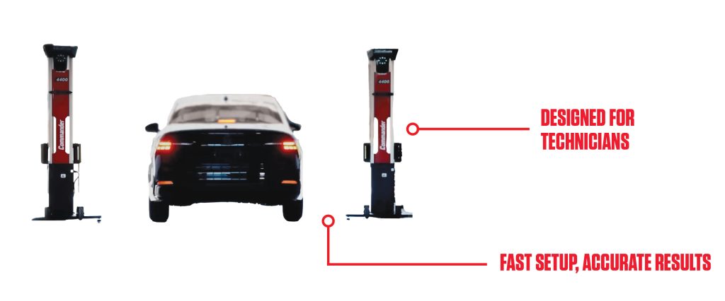 A Car, and John Bean V4400 "Designed for Technichians, Fast setup, Accurate Results"