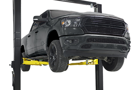 Pickup Truck lifted on a 12k 2-post lift