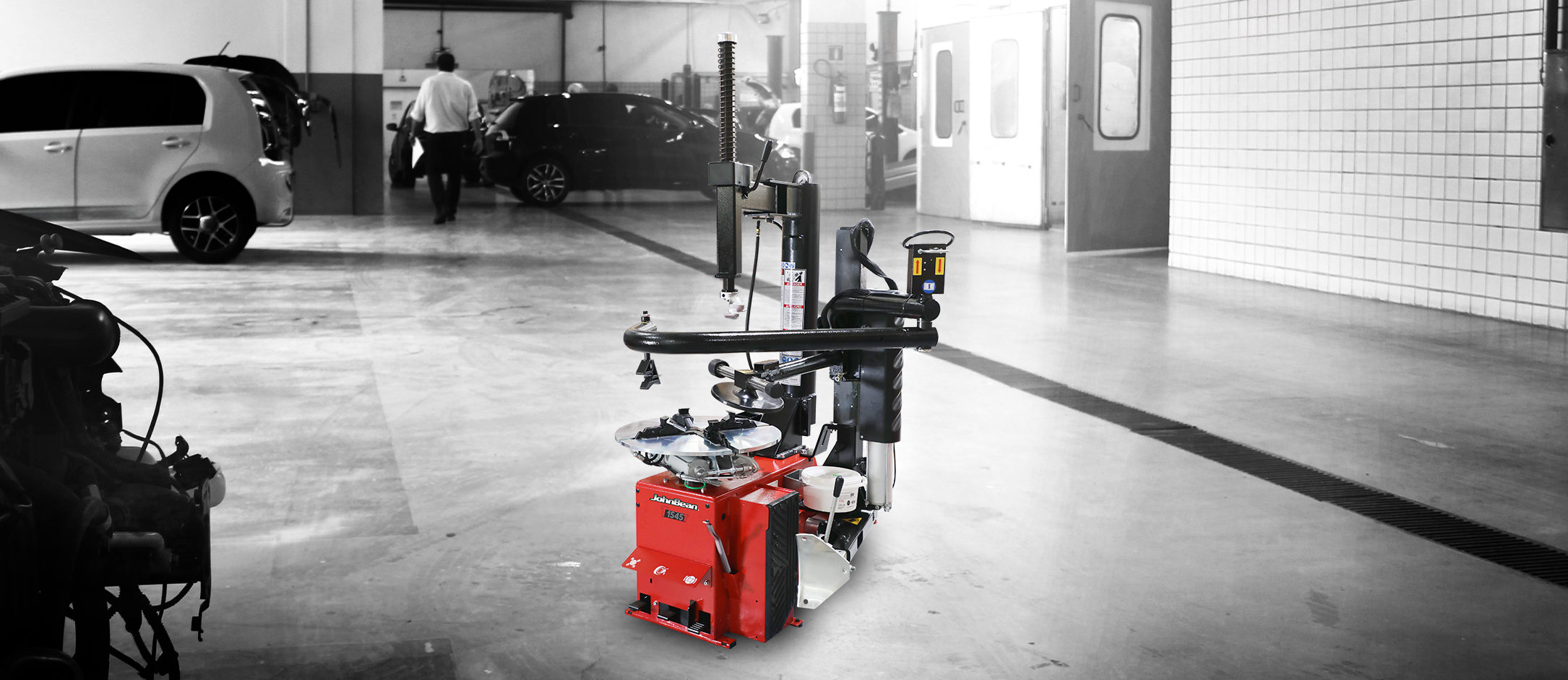 John Bean T1545T Tire Changer in a workshop environment
